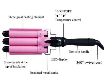 Triple Barrel Hair Curler Iron – Nano-Titanium Ceramic Waves