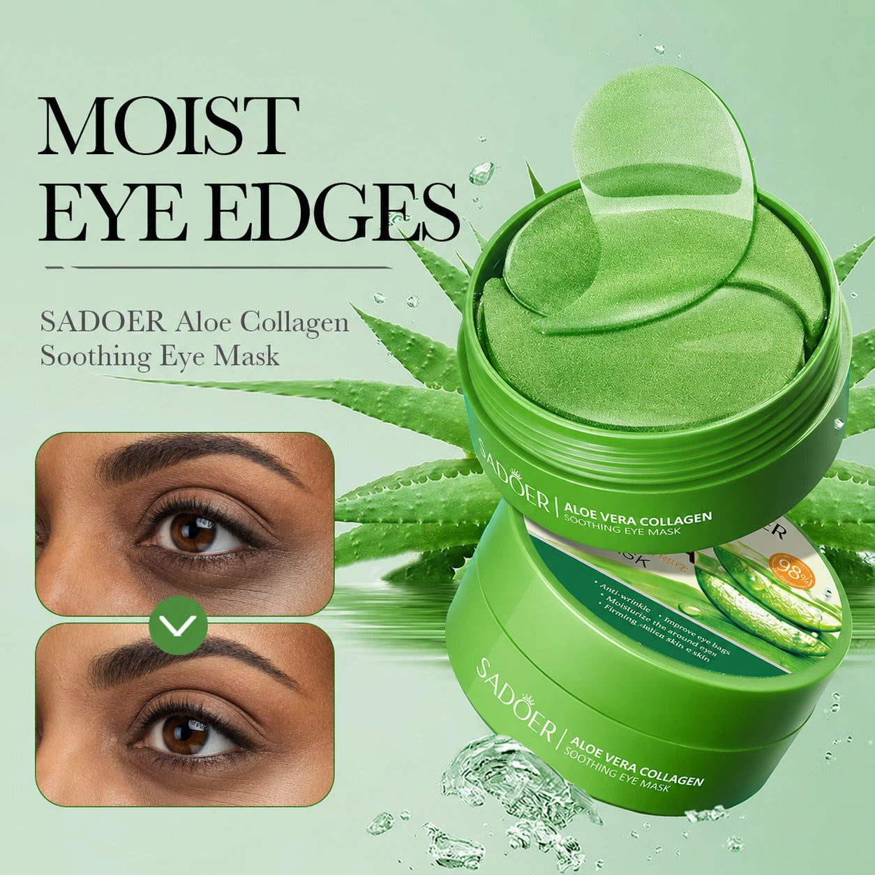 Aloe & Collagen Under‑Eye Patches — Cooling, Hydrating & Brightening Care